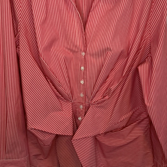 J. PETERMAN WOMENS 1950'S TIE FRONT BLOUSE STRIPED BUTTON DOWN - Picture 4 of 10